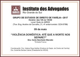 Convite palestra- Violência Doméstica: até que a morte nos separe?