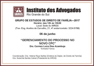 Convite palestra- Gerenciamento do processo no Novo CPC